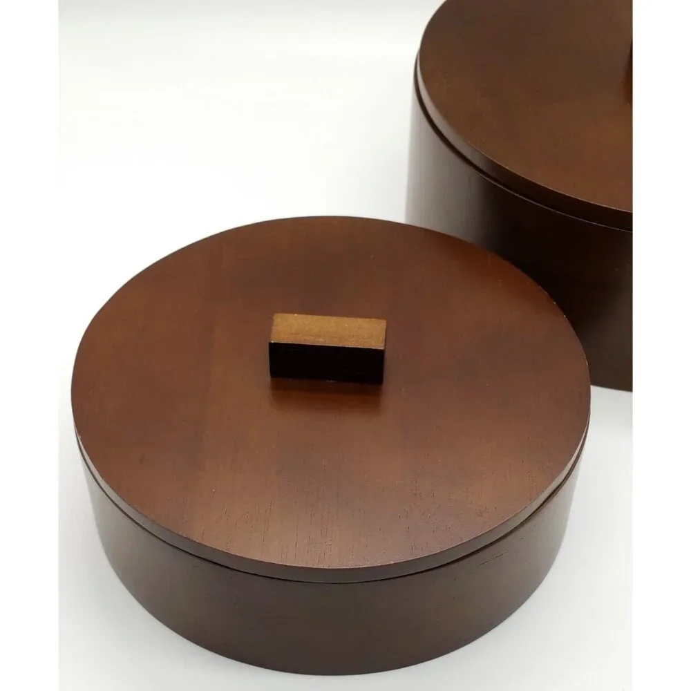 2 Stackable Natural Wood Boxes, Storage Trinkets Jewelry Décor